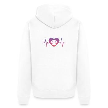 Hundepfote mit Herzschlag Hund - Unisex Premium Bio Zip Hoodie - Weiß - Hinten - Thijin (182cm)