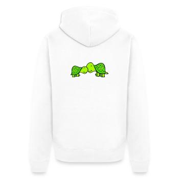 2 tortues se câlinant, un doux couple qui s'embrasse, une équipe amoureuse - Veste à capuche bio Premium Unisexe - blanc - Dos - Thijin (182cm)