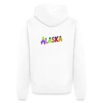 Vibrant Alaska Artistic Typography Design - Unisex Premium Organic Zip Hoodie - white - Back - Thijin (182cm)