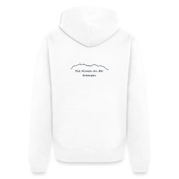 Alpenlinie über Kampen - Unisex Premium Bio Zip Hoodie - Weiß - Hinten - Thijin (182cm)