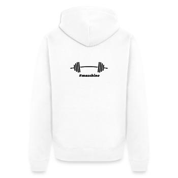 #Maschine: Power, Gewichte & Fitness - Unisex Premium Bio Zip Hoodie - Weiß - Hinten - Thijin (182cm)