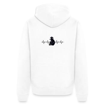 Affe Schimpanse EKG Herzschlag - Unisex Premium Bio Zip Hoodie - Weiß - Hinten - Thijin (182cm)