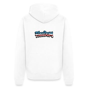 Freedom Typography Statement Design - Unisex Premium Organic Zip Hoodie - white - Back - Thijin (182cm)