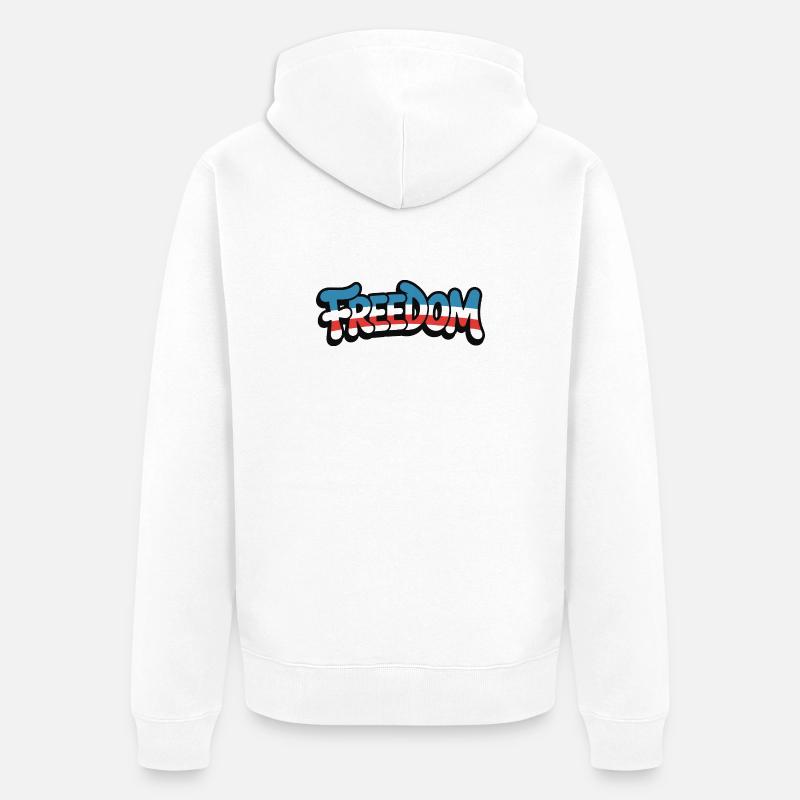 Freedom Typografie Statement Design - Unisex Premium Bio Zip Hoodie - Weiß