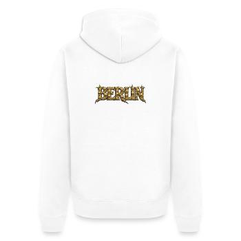 Berlin Skull Metal Font - Unisex Premium Organic Zip Hoodie - white - Back - Thijin (182cm)