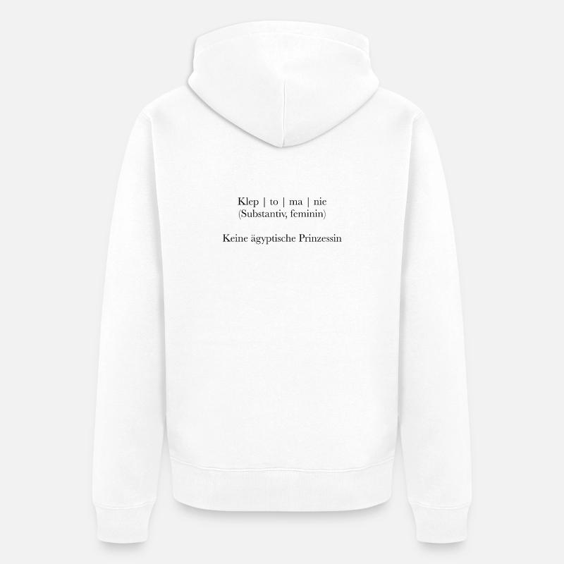 Danger de confusion : kleptomanie & Cléopâtre - Veste à capuche bio Premium Unisexe - blanc