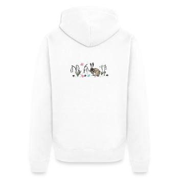 Osterhase im Frühling - Unisex Premium Bio Zip Hoodie - Weiß - Hinten - Thijin (182cm)