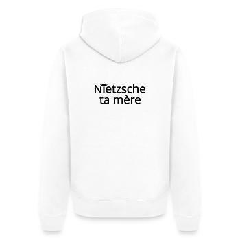 Nietzsche ta mère Noir - Veste à capuche bio Premium Unisexe - blanc - Dos - Thijin (182cm)