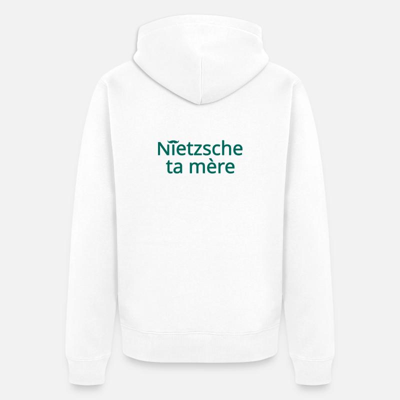 Nietzsche ta mère Vert - Veste à capuche bio Premium Unisexe - blanc