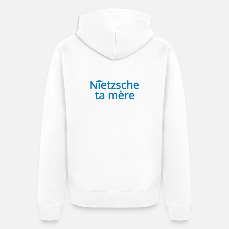 Nietzsche ta mère Bleu Clair - Veste à capuche bio Premium Unisexe - blanc