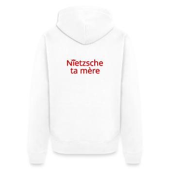 Nietzsche ta mère Rouge - Veste à capuche bio Premium Unisexe - blanc - Dos - Thijin (182cm)