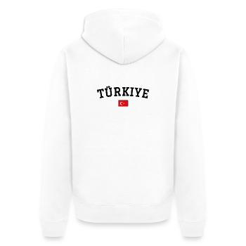 Türkei Flagge Design Schwarz - Unisex Premium Bio Zip Hoodie - Weiß - Hinten - Thijin (182cm)