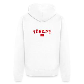 Drapeau de la Turquie en rouge - Veste à capuche bio Premium Unisexe - blanc - Dos - Thijin (182cm)