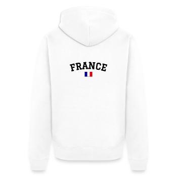 France Flagge Design Schwarz - Unisex Premium Bio Zip Hoodie - Weiß - Hinten - Thijin (182cm)