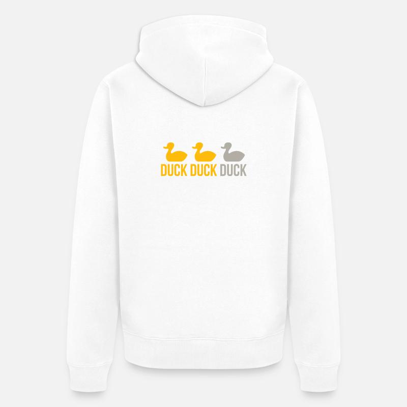 Tri-Duck Wiederholungsemblem - Unisex Premium Bio Zip Hoodie - Weiß