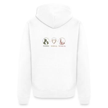 Verstehen Verbindung Veränderung Trio - Unisex Premium Bio Zip Hoodie - Weiß - Hinten - Thijin (182cm)