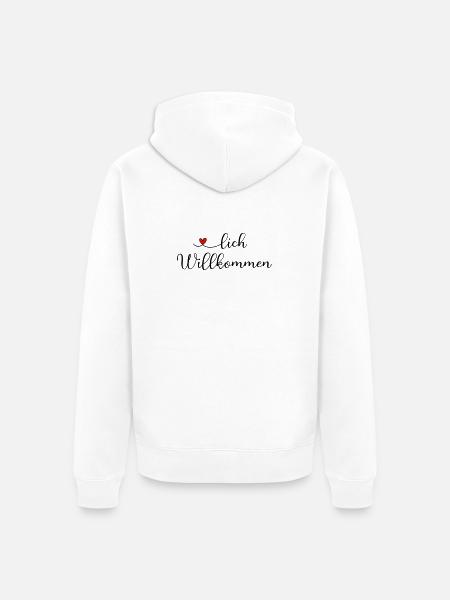 Herzlich Willkommen - Unisex Premium Bio Zip Hoodie - Weiß