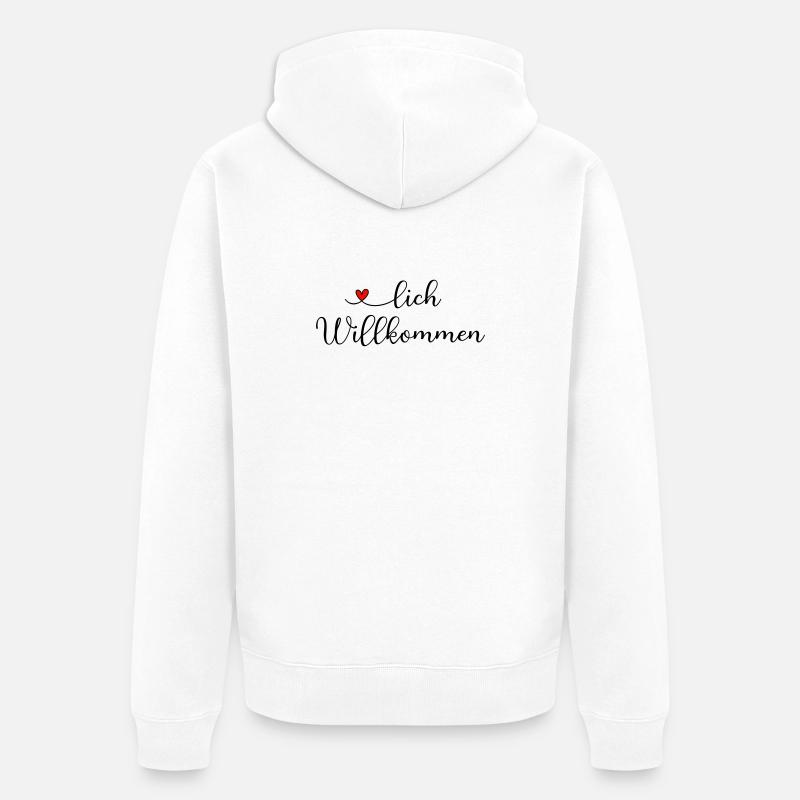 Herzlich Willkommen - Unisex Premium Bio Zip Hoodie - Weiß