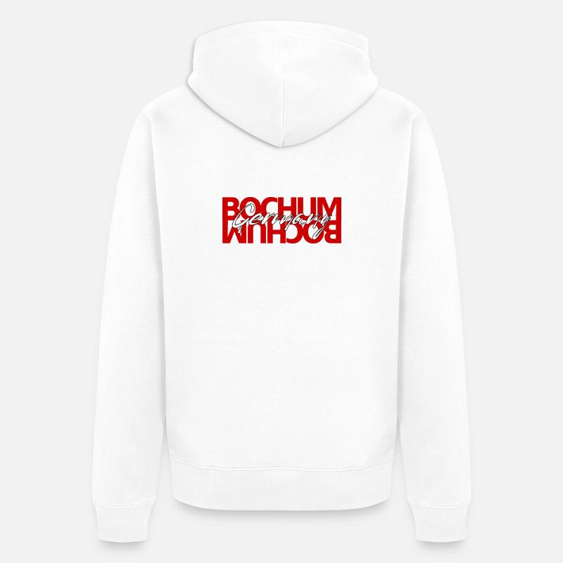 Bochum Germany Script Overlay - Unisex Premium Bio Zip Hoodie - Weiß