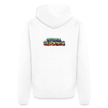Offiziell Glücklich Version 2 - Unisex Premium Bio Zip Hoodie - Weiß - Hinten - Thijin (182cm)