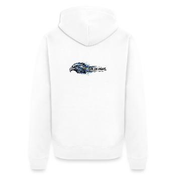 Soar Like Eagles - Jesaja 40:31 - Streetwear - Unisex Premium Bio Zip Hoodie - Weiß - Hinten - Thijin (182cm)