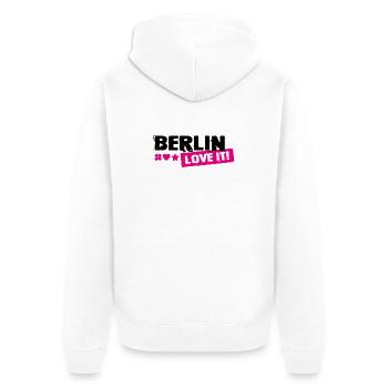 Berlin Love It Pink Stamp - Unisex Premium Bio Zip Hoodie - Weiß - Hinten - Thijin (182cm)