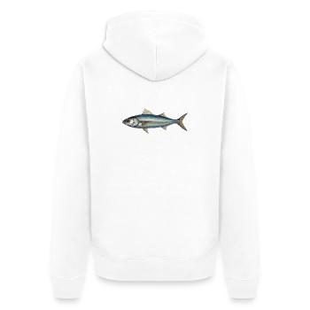 Azure Silver Fish Illustration - Unisex Premium Bio Zip Hoodie - Weiß - Hinten - Thijin (182cm)