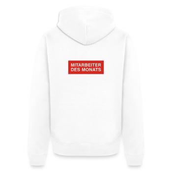 mitarbeiter des monats - Unisex Premium Bio Zip Hoodie - Weiß - Hinten - Thijin (182cm)
