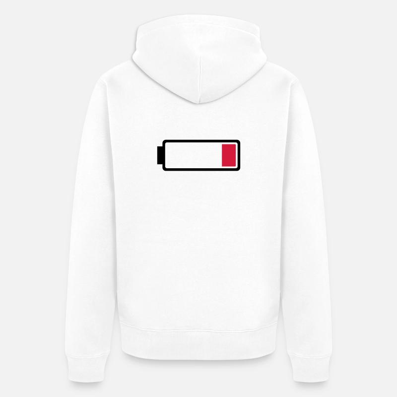Batterie/Akku fast leer - Unisex Premium Bio Zip Hoodie - Weiß