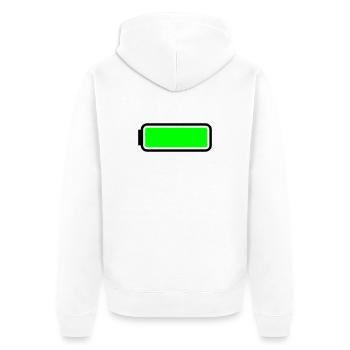 Batterie voll - Unisex Premium Bio Zip Hoodie - Weiß - Hinten - Thijin (182cm)