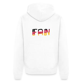 FAN - Shirt Deutschland - Unisex Premium Bio Zip Hoodie - Weiß - Hinten - Thijin (182cm)