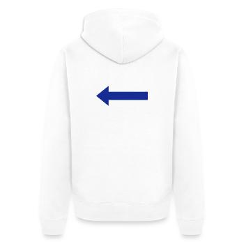 Blue left arrow - Unisex Premium Organic Zip Hoodie - white - Back - Thijin (182cm)