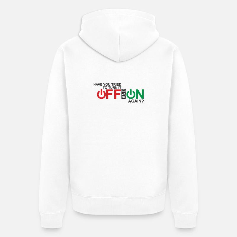 Lebendiges Design der Ein-/Aus-Taste - Unisex Premium Bio Zip Hoodie - Weiß