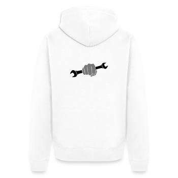 Clé à molette poing - Veste à capuche bio Premium Unisexe - blanc - Dos - Thijin (182cm)