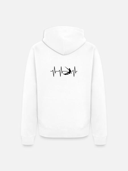 wakeboarder kitesurfer heartbeat pulse icon - Unisex Premium Organic Zip Hoodie - white