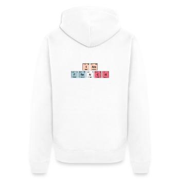 Ich bin Franzose in periodischen Elementen - Unisex Premium Bio Zip Hoodie - Weiß - Hinten - Thijin (182cm)