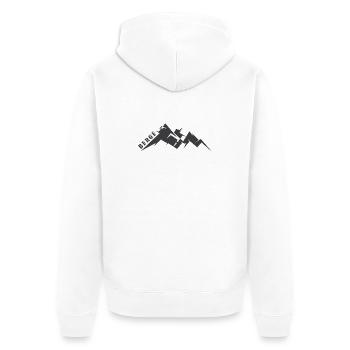 Berge Berg Wandern Laufen Outdoor Symbol Grafik - Unisex Premium Bio Zip Hoodie - Weiß - Hinten - Thijin (182cm)