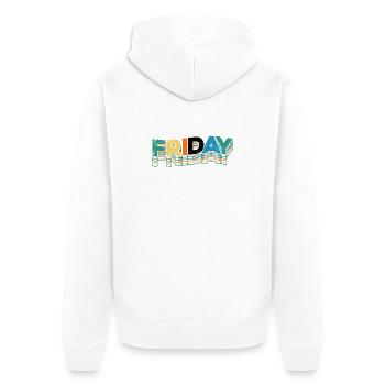 Freitag Retro Stack Letters - Unisex Premium Bio Zip Hoodie - Weiß - Hinten - Thijin (182cm)