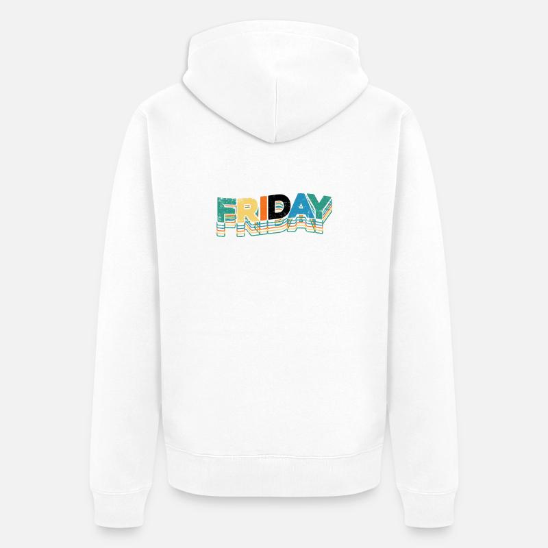Lettres Rétro Stack du vendredi - Veste à capuche bio Premium Unisexe - blanc