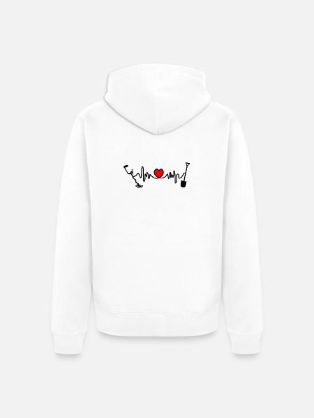 Metalldetektor-Logo mit Herzfrequenz - Unisex Premium Bio Zip Hoodie - Weiß