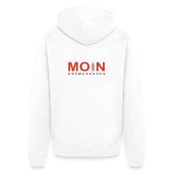 Moin Bremerhaven, Denkmal Pingelturm, Deutschland - Unisex Premium Bio Zip Hoodie - Weiß - Hinten - Thijin (182cm)