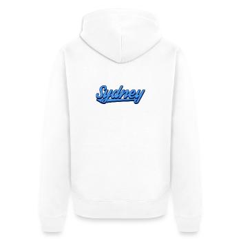 Sydney Ocean Script Logo - Unisex Premium Bio Zip Hoodie - Weiß - Hinten - Thijin (182cm)