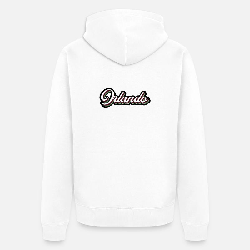 Orlando Rainbow Script - Unisex Premium Bio Zip Hoodie - Weiß