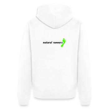 Barefoot Natural Runners 2023 1-line landscape - Unisex Premium Organic Zip Hoodie - white - Back - Thijin (182cm)