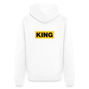 King / 2 Farben - Unisex Premium Bio Zip Hoodie - Weiß - Hinten - Thijin (182cm)