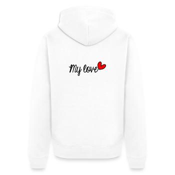 MUTTERTAG. SCHÖNEN MUTTERTAG. MAMA - Unisex Premium Bio Zip Hoodie - Weiß - Hinten - Thijin (182cm)