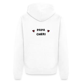 FROHER VATERTAG. PAPA. VATERTAG. VATER - Unisex Premium Bio Zip Hoodie - Weiß - Hinten - Thijin (182cm)