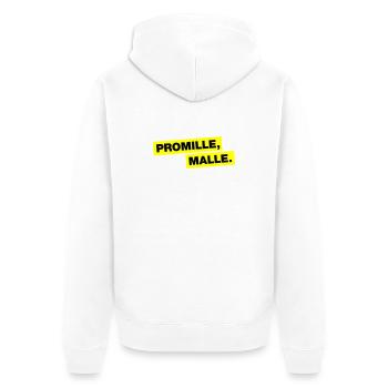 Promille, Malle - Unisex Premium Bio Zip Hoodie - Weiß - Hinten - Thijin (182cm)