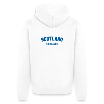 ÉCOSSE HIGHLANDS Schottland - Veste à capuche bio Premium Unisexe - blanc - Dos - Thijin (182cm)