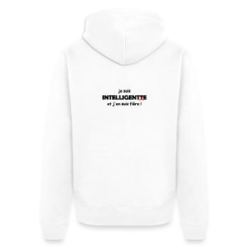 Proud to be smart - Unisex Premium Organic Zip Hoodie - white - Back - Thijin (182cm)